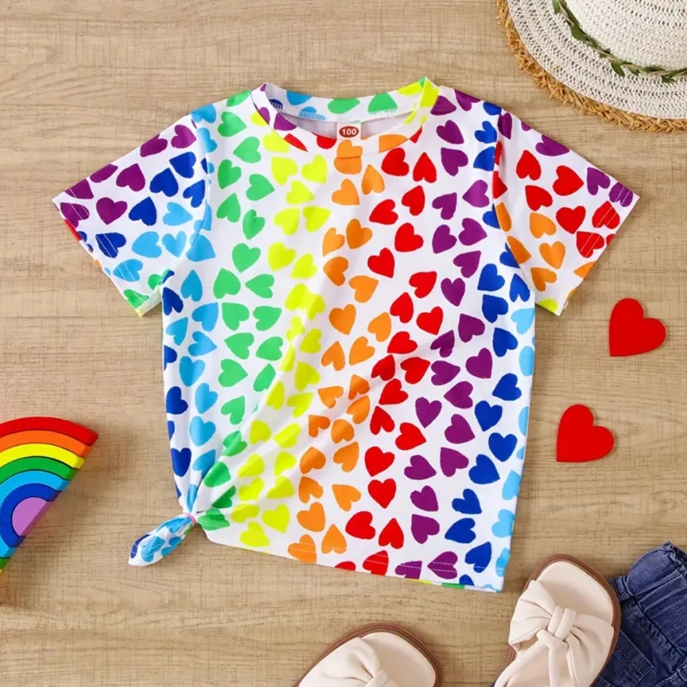 2024 Kids Clothes Heart Pattern Printed T-Shirts Short Sleeve Children Tops Casual T-Shirt for Girls Summer Child Girl Clothes
2024 Kids Clothes Heart Pattern Printed T-Shirts Short Sleeve Children Tops Casual T-Shirt for Girls Summer Child Girl Clothes
