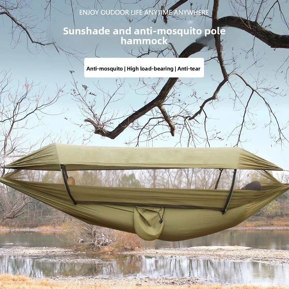 Double Hammock with Anti-Flip Design - Parachute Fabric Outdoor Hammock with Sunshade & Mosquito Net
Double Hammock with Anti-Flip Design - Parachute Fabric Outdoor Hammock with Sunshade & Mosquito Net