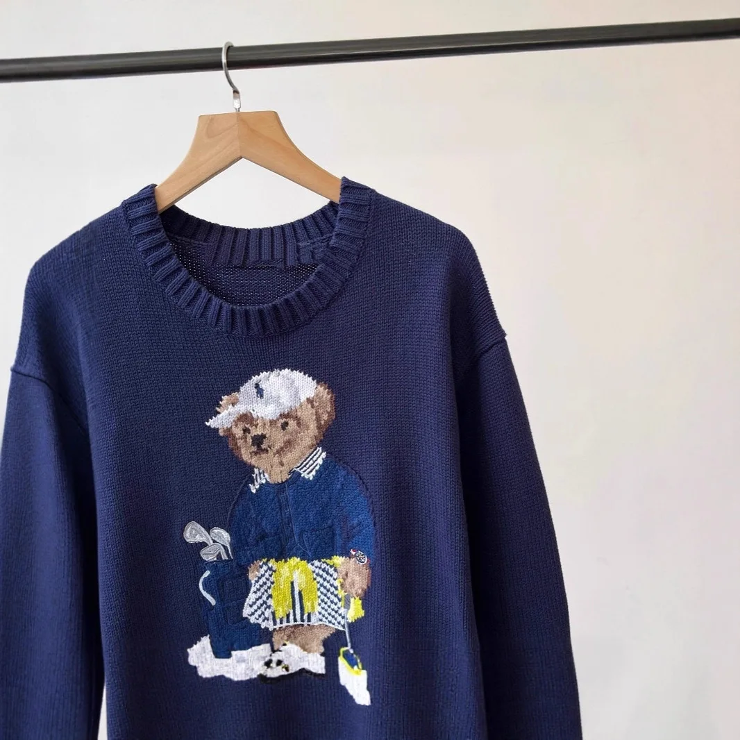 American Style Knitted Sweater Bear Embroidery round Neck Women's Autumn Winter Sweater Retro Style Bright Thread Detail
American Style Knitted Sweater Bear Embroidery round Neck Women's Autumn Winter Sweater Retro Style Bright Thread Detail
