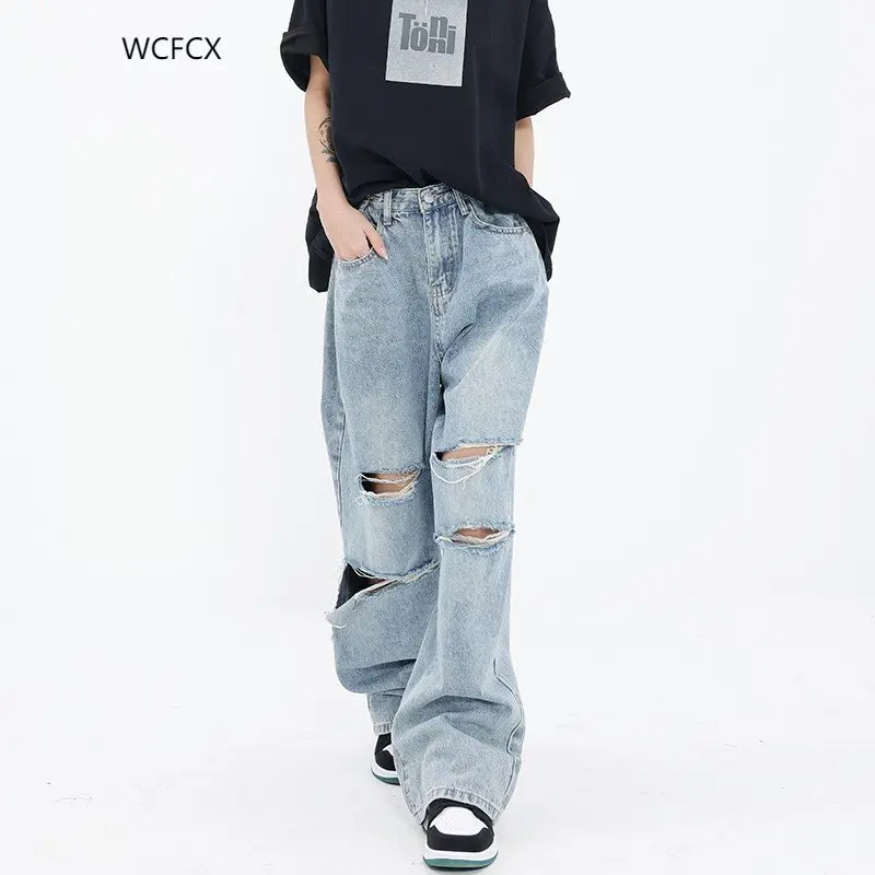 WCFCX STUDIO Ripped High Waist Jeans for women Vintage Y2k Straight Denim Trousers Streetwear Hole Hip Hop Pant Harajuku Jeans
WCFCX STUDIO Ripped High Waist Jeans for women Vintage Y2k Straight Denim Trousers Streetwear Hole Hip Hop Pant Harajuku Jeans