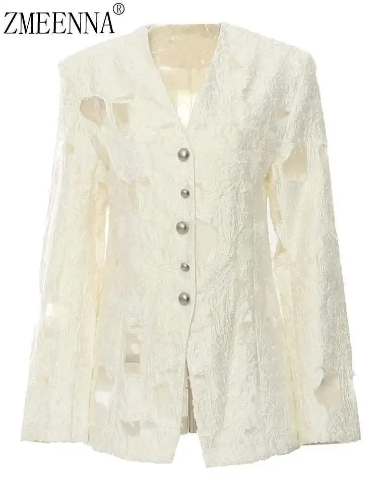 ZMEENNA Jacquard Weave High Quality Hollow Out Patchwork Single-breasted Solid Color Women's Blouse 2024 Autumn Winter New ZM267
ZMEENNA Jacquard Weave High Quality Hollow Out Patchwork Single-breasted Solid Color Women's Blouse 2024 Autumn Winter New ZM267