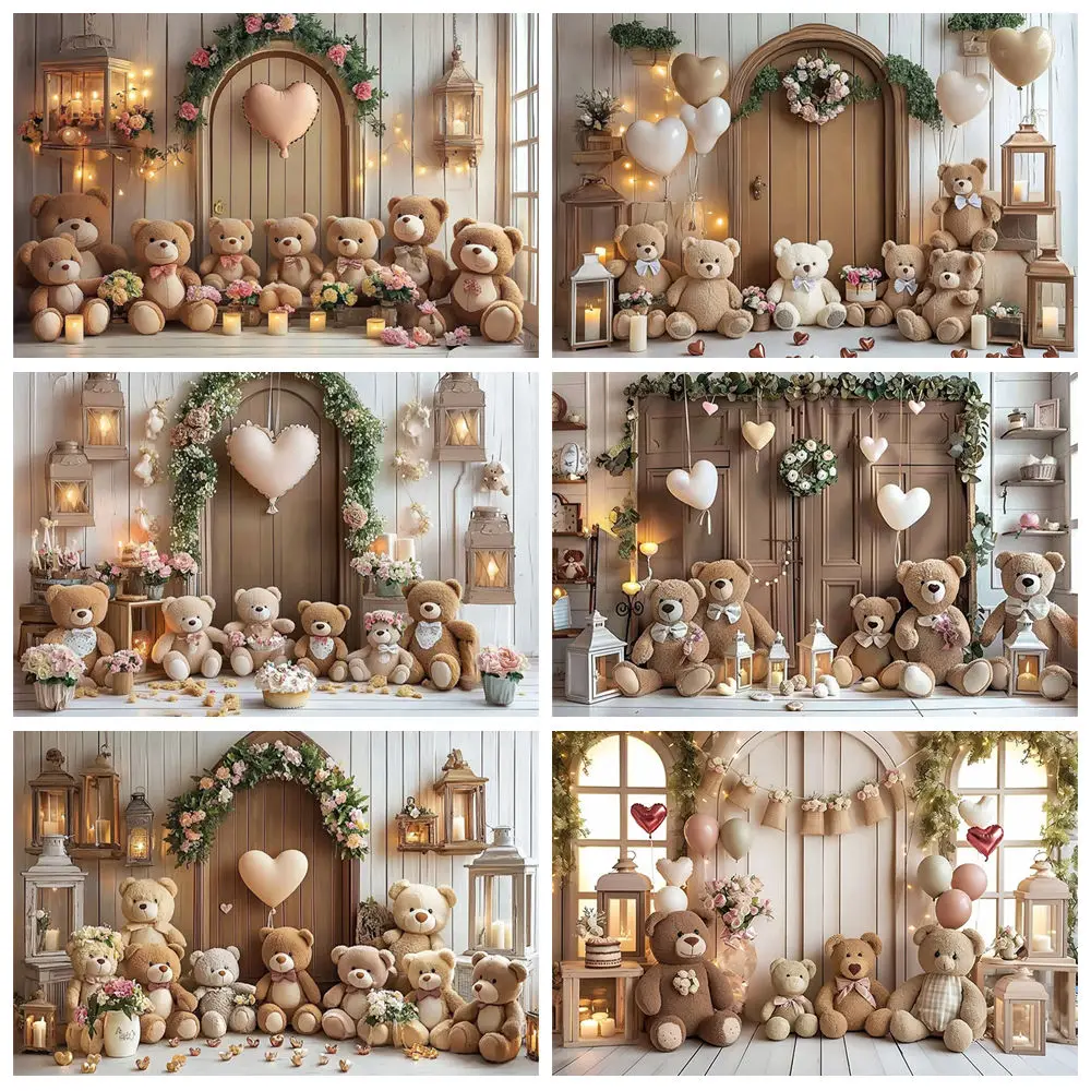 Фон с игрушечным медведем для фотографии, цветы, арочные двери, воздушные шары с любовью, свеча, свадебный фон на день Святого Валентина, декор для фотостудии
Фон с игрушечным медведем для фотографии, цветы, арочные двери, воздушные шары с любовью, свеча, свадебный фон на день Святого Валентина, декор для фотостудии