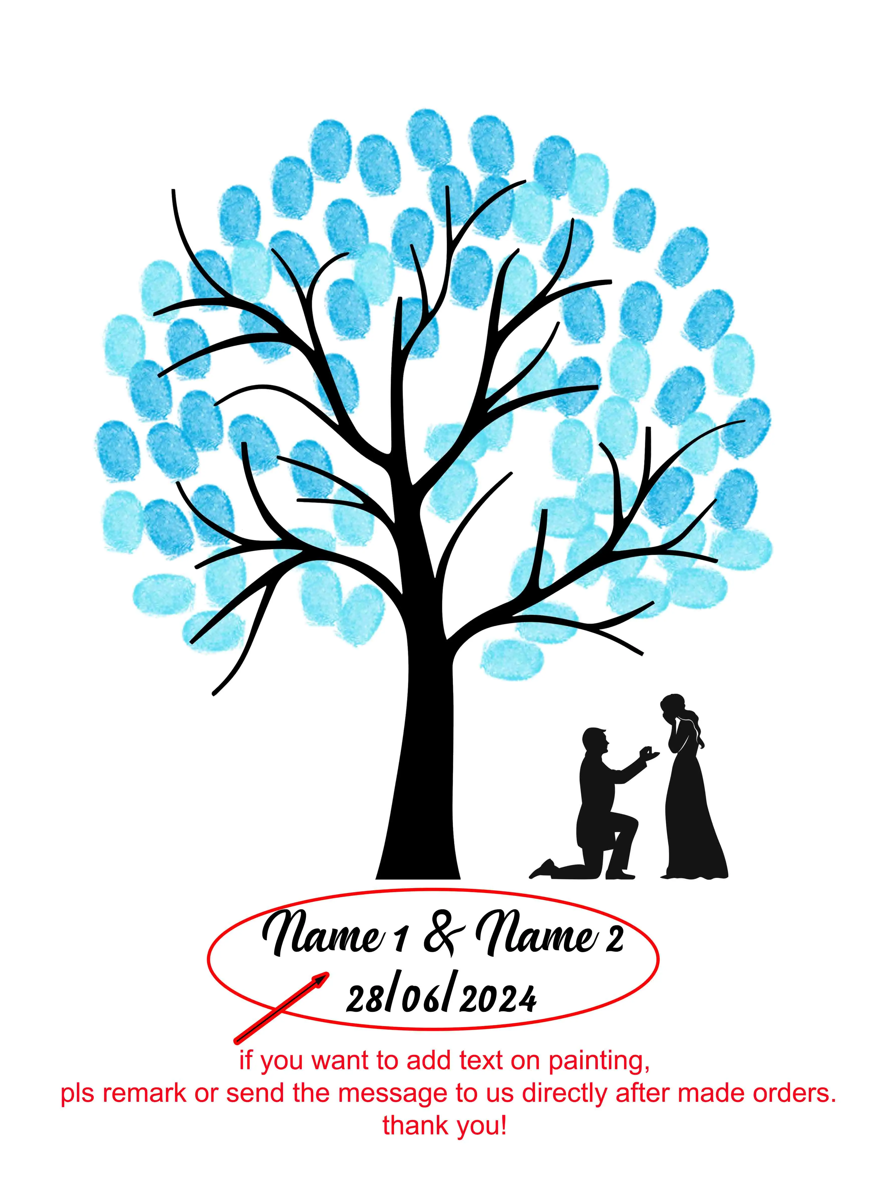 Personalized Name Date Wedding Tree Fingerprint Guest Signature Book DIY Canvas Painting for Couple Anniversary Party Decor
Personalized Name Date Wedding Tree Fingerprint Guest Signature Book DIY Canvas Painting for Couple Anniversary Party Decor