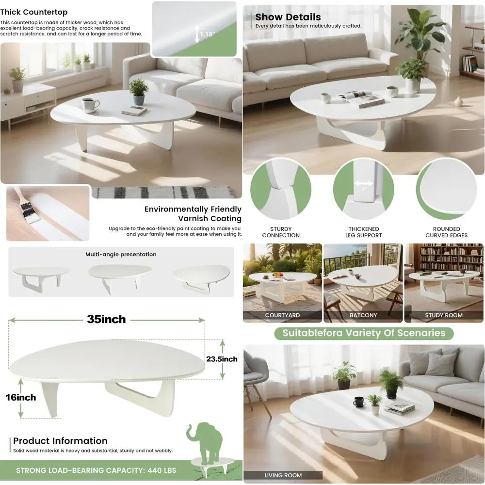 Modern Triangle Coffee Table: Chic White Wooden Living Room Furniture, Oval Abstract Tea Table for Patio, Office, Balcony, Bedro
Modern Triangle Coffee Table: Chic White Wooden Living Room Furniture, Oval Abstract Tea Table for Patio, Office, Balcony, Bedro