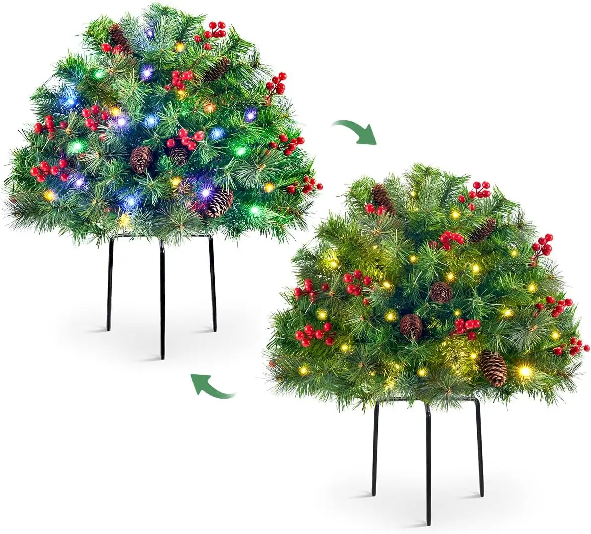 Набор из 2 уличных рождественских елок на батарейках с подсветкой, сосновыми шишками и красными ягодами для крыльца, подъездной дороги, двора
Набор из 2 уличных рождественских елок на батарейках с подсветкой, сосновыми шишками и красными ягодами для крыльца, подъездной дороги, двора