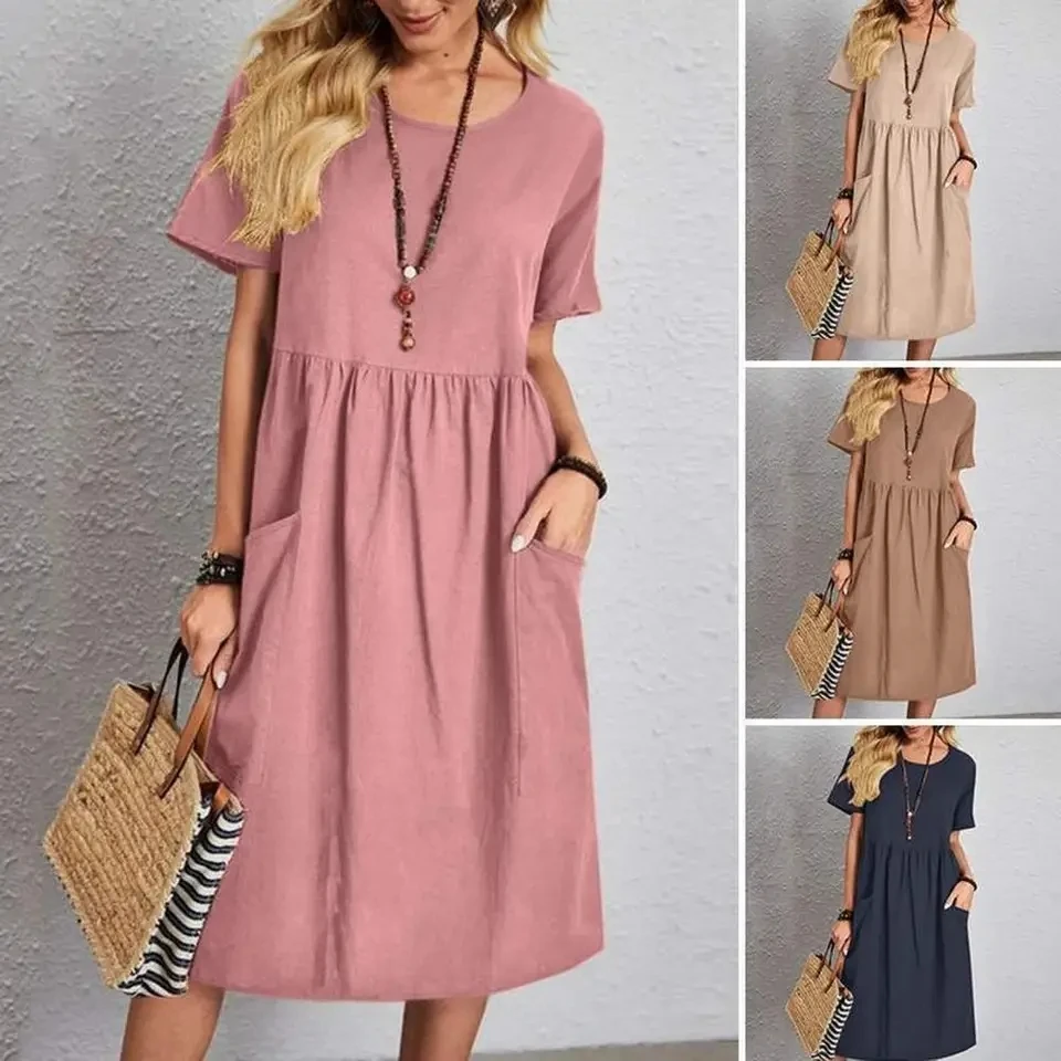 Fashion Cotton Linen Long-sleeved Loose Women's Dresses New Autumn Collection Casual Simple Pocket Elegant Female Dress 2026
Fashion Cotton Linen Long-sleeved Loose Women's Dresses New Autumn Collection Casual Simple Pocket Elegant Female Dress 2026