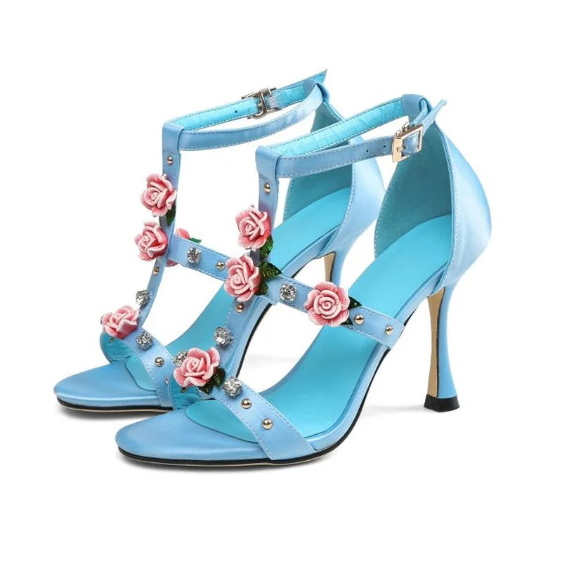 Beauty Rose Flower Rhinestone T-Straps High Heel Wedding Sandals Blue Pink Silk Cup Heels Peep Toe Gladiator Sandals for woman
Beauty Rose Flower Rhinestone T-Straps High Heel Wedding Sandals Blue Pink Silk Cup Heels Peep Toe Gladiator Sandals for woman