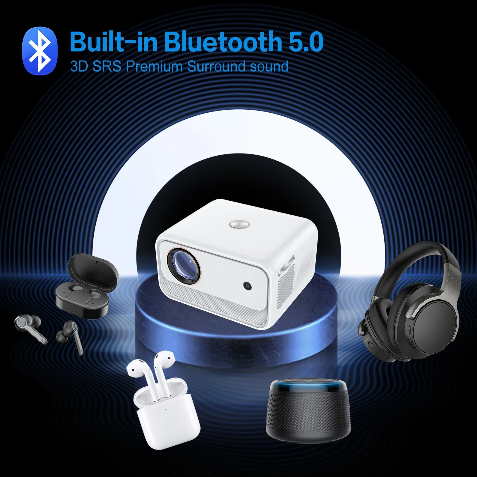 Мини-проектор со встроенным Wi-Fi и Bluetooth 1080P, портативный проектор для телефона/телевизора/ноутбука/PS5
Мини-проектор со встроенным Wi-Fi и Bluetooth 1080P, портативный проектор для телефона/телевизора/ноутбука/PS5
