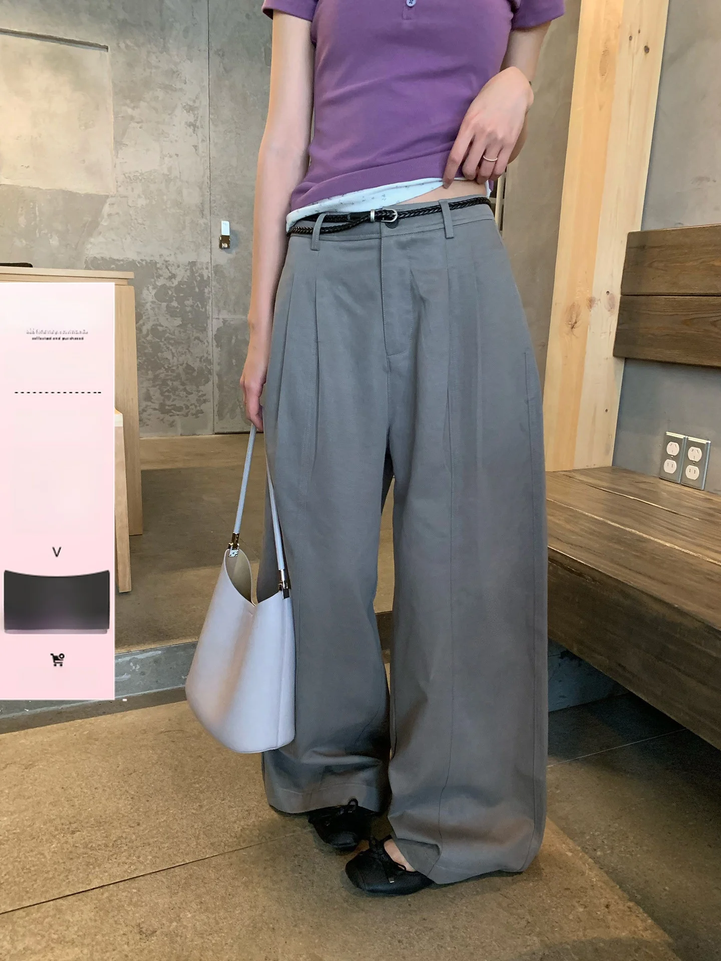 Gray Washed Cotton Casual Pants Women's High Waist Wide Leg Pants Drapey Loose Fit Summer New Style Song Zhengen Commute Style
Gray Washed Cotton Casual Pants Women's High Waist Wide Leg Pants Drapey Loose Fit Summer New Style Song Zhengen Commute Style