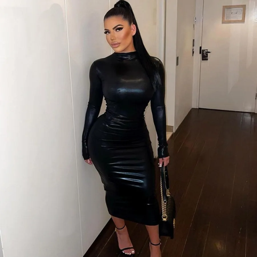 【HOT】9822 European and American style imitation PU leather dress solid color slim figure round collar high waist waist tight dr
【HOT】9822 European and American style imitation PU leather dress solid color slim figure round collar high waist waist tight dr