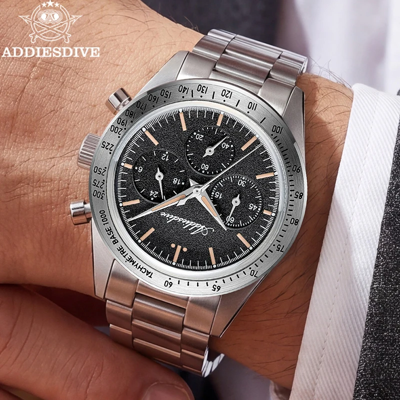ADDIESDIVE Chronograph Men Watches New Domed Glass 100m Waterproof Luxury Quartz Wristwatch Diving Luminous 316L Stainless Steel
ADDIESDIVE Chronograph Men Watches New Domed Glass 100m Waterproof Luxury Quartz Wristwatch Diving Luminous 316L Stainless Steel