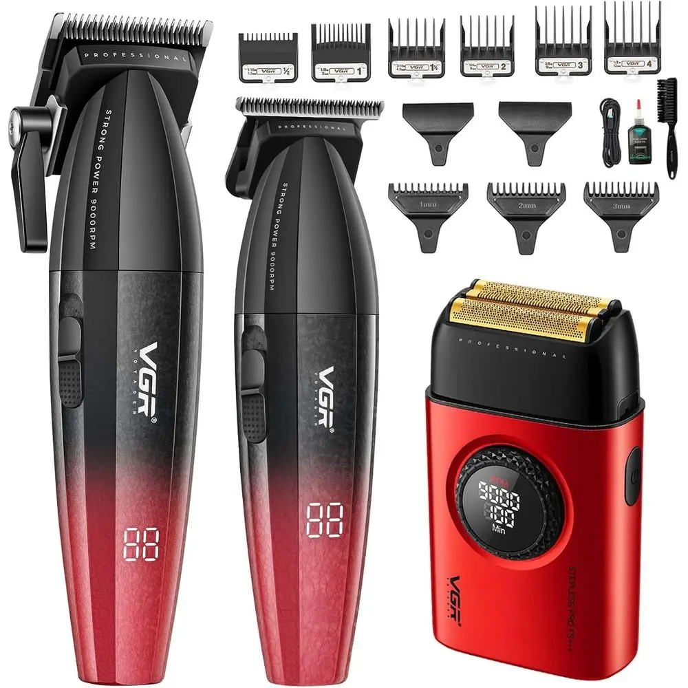 Professional Barber Clippers and Trimmers Set, Triple Floating Blade Shaver, 9000 RPM Motor Hair Cutting Kit with LED Display, V
Professional Barber Clippers and Trimmers Set, Triple Floating Blade Shaver, 9000 RPM Motor Hair Cutting Kit with LED Display, V