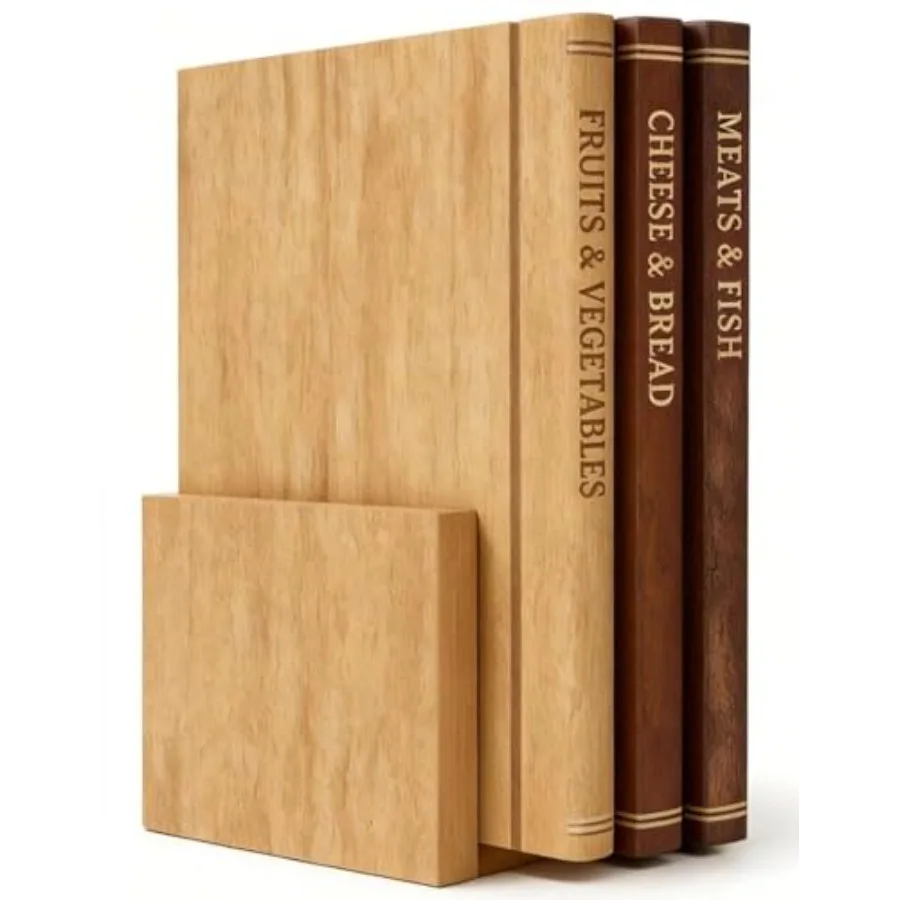 Book Cutting Board Set with Stand - Wooden Library Shaped Chopping Boards That Look Like Books Labeled Meat Fish Cheese and Bre
Book Cutting Board Set with Stand - Wooden Library Shaped Chopping Boards That Look Like Books Labeled Meat Fish Cheese and Bre