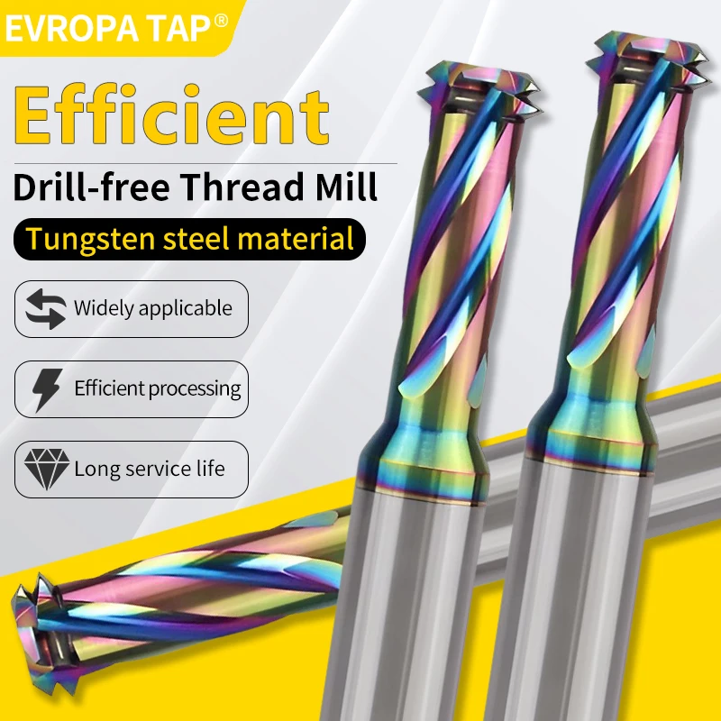EVROPA TAP Combined Drill-Thread Milling Cutter for CNC Machining – Solid Carbide M1.6-M12 – Aluminum Specific
EVROPA TAP Combined Drill-Thread Milling Cutter for CNC Machining – Solid Carbide M1.6-M12 – Aluminum Specific