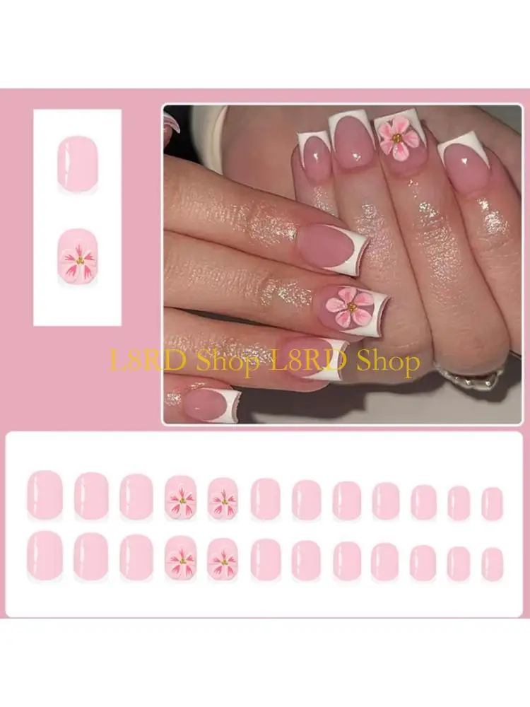 L8RD Pink Flower Design Press On Reusable Artificial Tips For Sensitive Skin
L8RD Pink Flower Design Press On Reusable Artificial Tips For Sensitive Skin