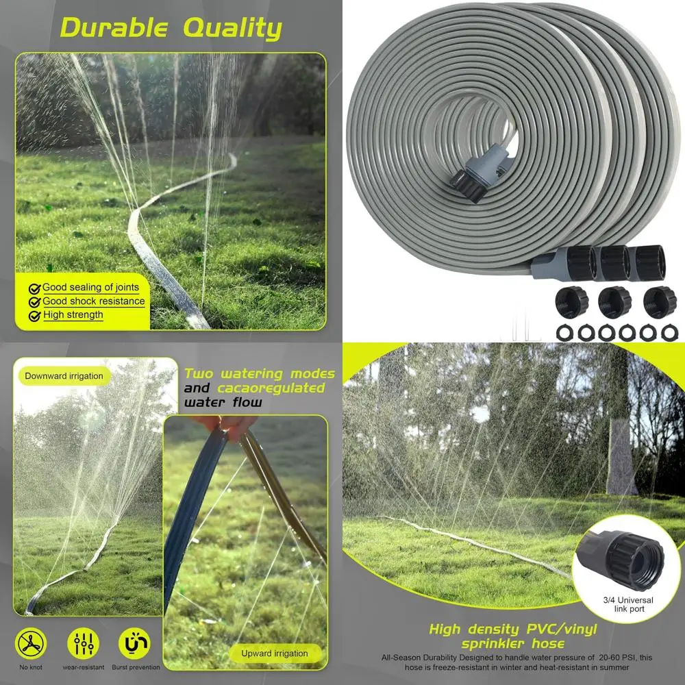 50ft x 3 Garden Sprinkler Soaker Hoses, 150ft Total Length, Lawn Watering System with Stakes for Water Conservation (Grey)
50ft x 3 Garden Sprinkler Soaker Hoses, 150ft Total Length, Lawn Watering System with Stakes for Water Conservation (Grey)