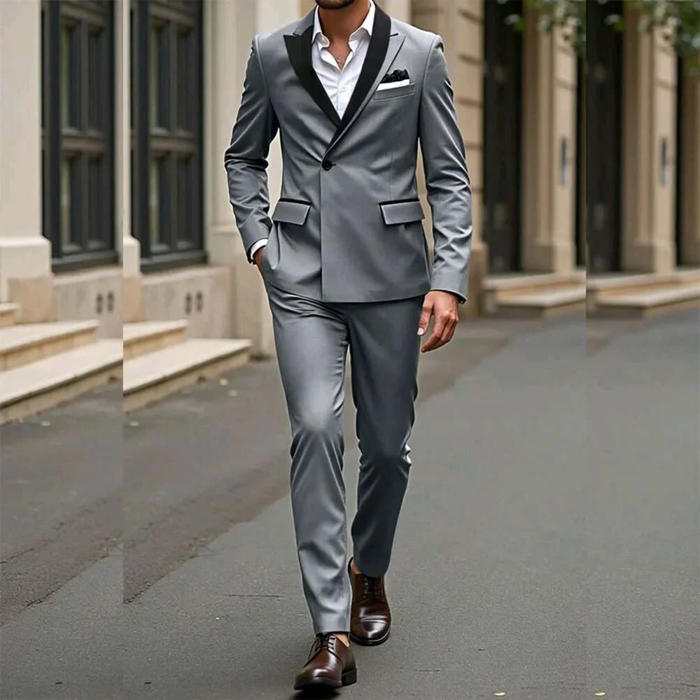 Formal Light Grey Blazer Terno Men's Suits 2 Piece Jacket Pants Double Breasted Wedding Prom Party Tuxedos Customized Fit
Formal Light Grey Blazer Terno Men's Suits 2 Piece Jacket Pants Double Breasted Wedding Prom Party Tuxedos Customized Fit