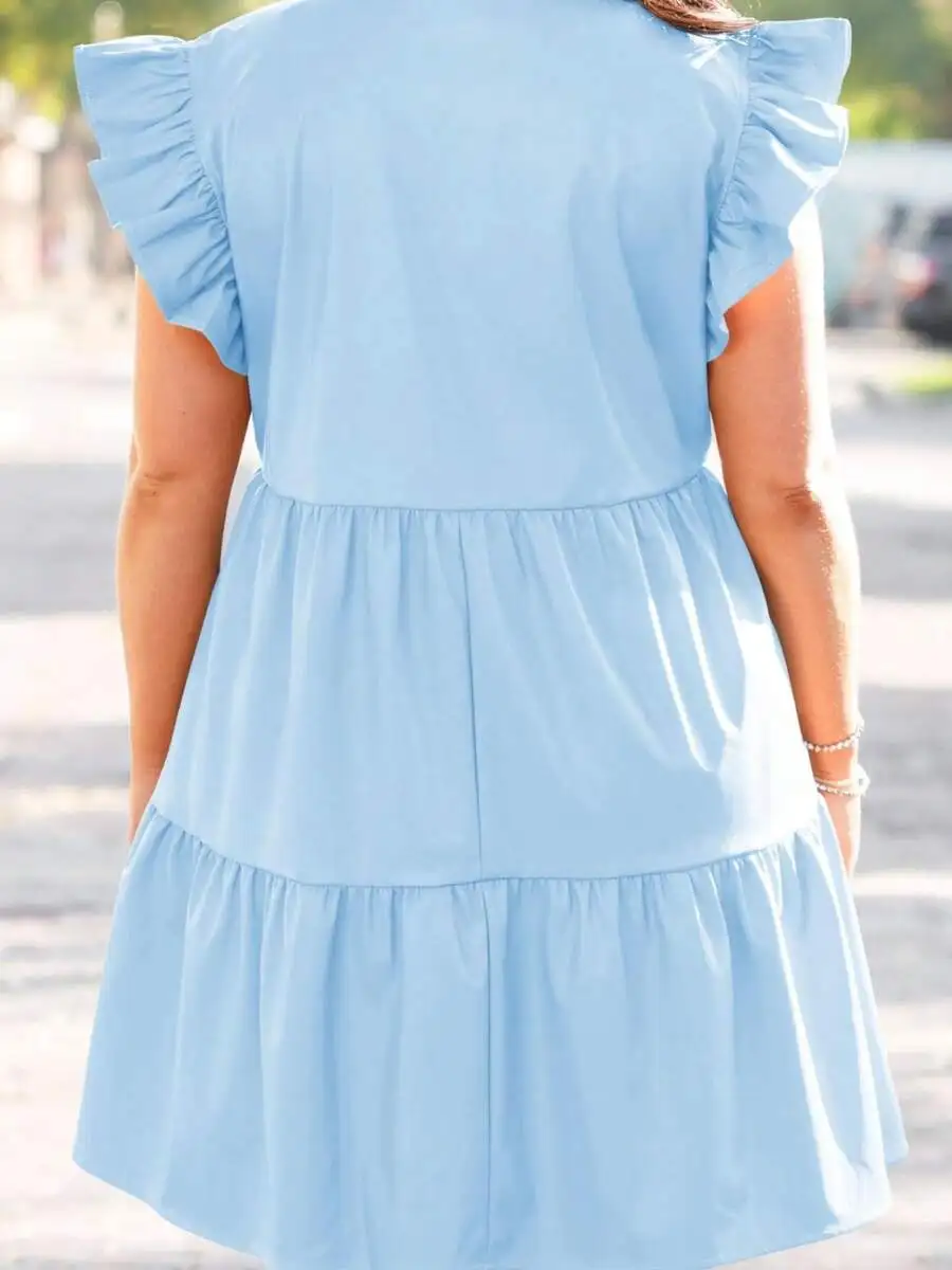 Plus Size Women Summer Cotton Ruffle Short Sleeve V Neck Tiered A-Line Mini Dress
Plus Size Women Summer Cotton Ruffle Short Sleeve V Neck Tiered A-Line Mini Dress