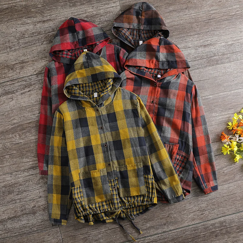 Повседневная клетчатая куртка с капюшоном и шнурком, свободная посадка для похудения, весенняя винтажная женская премиум-класса Faion Commute Sle
Повседневная клетчатая куртка с капюшоном и шнурком, свободная посадка для похудения, весенняя винтажная женская премиум-класса Faion Commute Sle