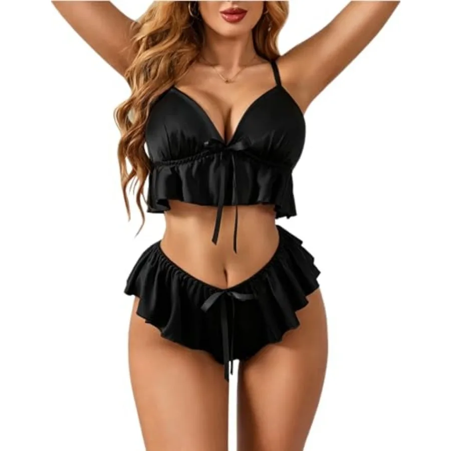 Sexy Satin Pajamas 2Pcs Deep V Neck Adjustable Strap Cami Ruffle Shorts Women Sleepwear
Sexy Satin Pajamas 2Pcs Deep V Neck Adjustable Strap Cami Ruffle Shorts Women Sleepwear