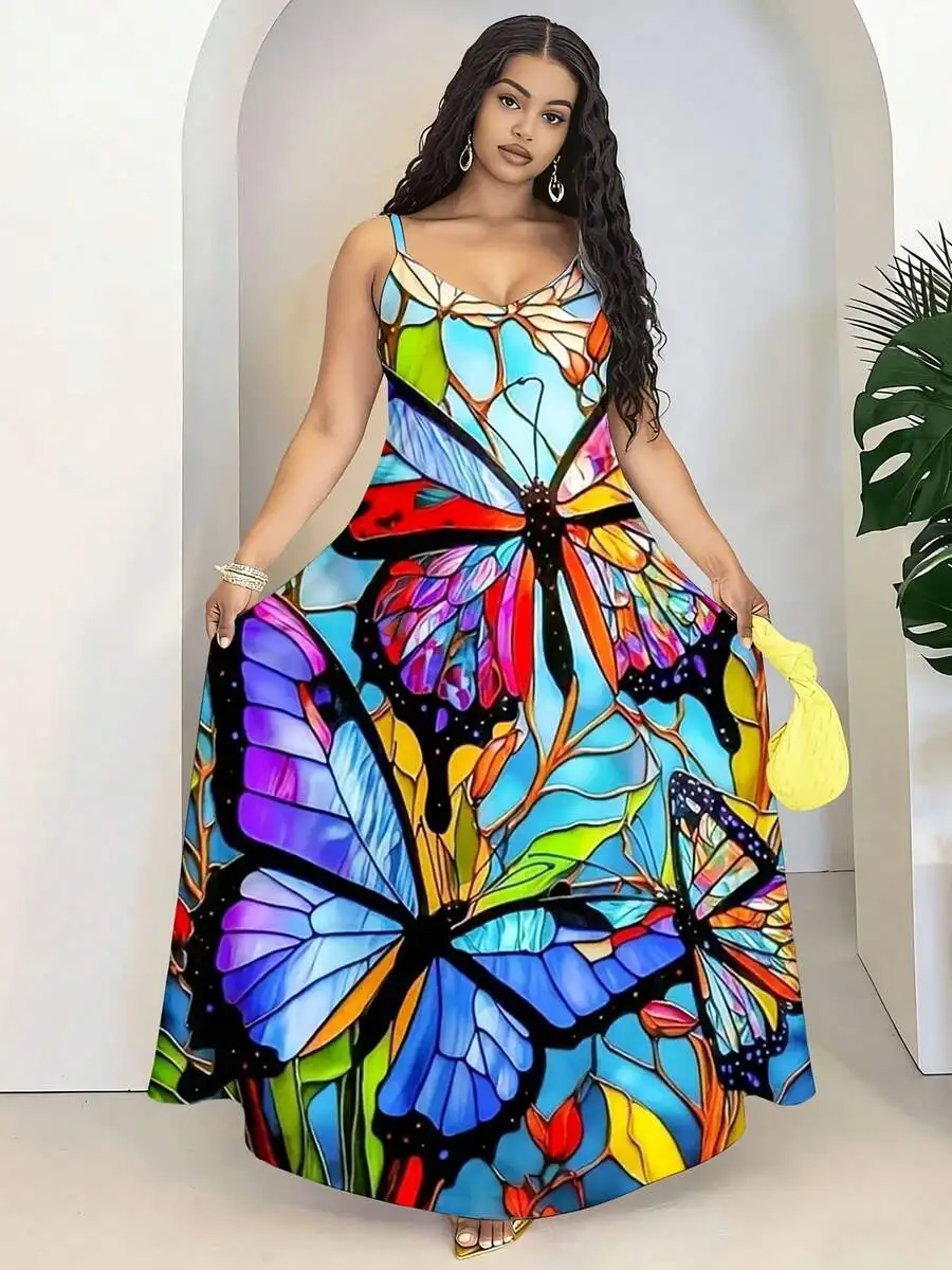 Colorful Butterfly Print Maxi Dress Women Summer Sleeveless Party Evening Gown Plus Size
Colorful Butterfly Print Maxi Dress Women Summer Sleeveless Party Evening Gown Plus Size