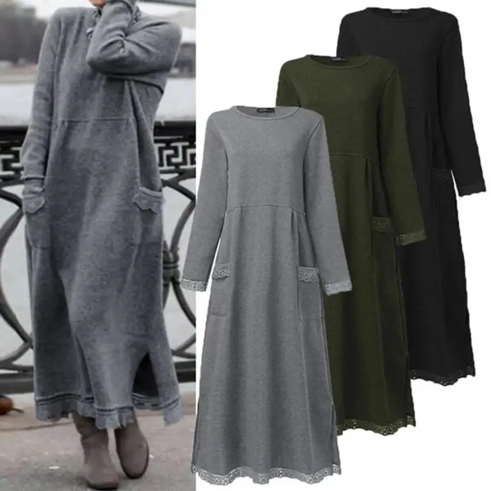 New Autumn And Winter Loose Long Skirt Plus Velvet Sweatshirt Casual Dress Women Fashion Solid O Neck Long Sleeve Holiday Dress
New Autumn And Winter Loose Long Skirt Plus Velvet Sweatshirt Casual Dress Women Fashion Solid O Neck Long Sleeve Holiday Dress