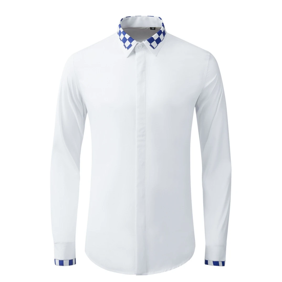 Checkered Patchwork Collar Long Sleeved Men's Shirt Personalized Fashion Cotton Slim Shirt Casual Business Social Dress Shirts
Checkered Patchwork Collar Long Sleeved Men's Shirt Personalized Fashion Cotton Slim Shirt Casual Business Social Dress Shirts
