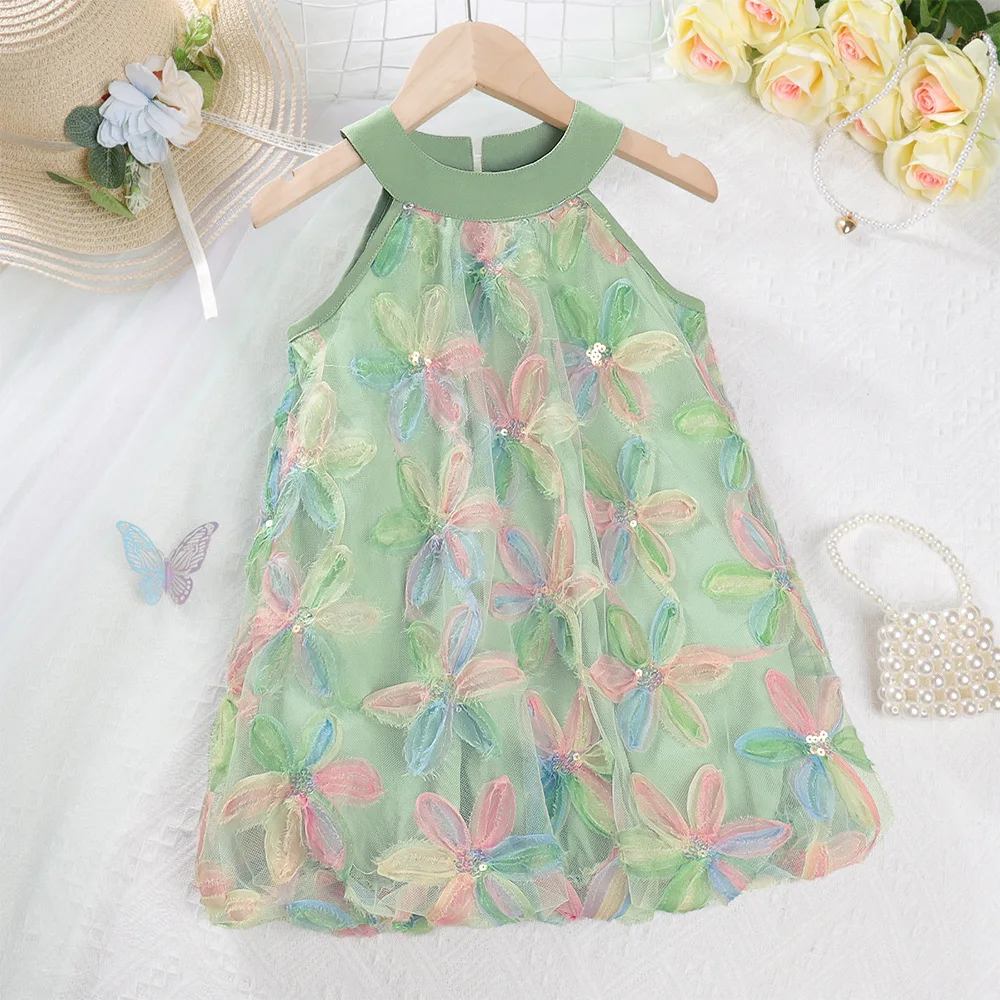 Summer Girls New Dress Korean Edition Sleeveless Hanging Strap Mesh Sequin Bow Girl Princess Dress Fashionable and Cute Dress
Summer Girls New Dress Korean Edition Sleeveless Hanging Strap Mesh Sequin Bow Girl Princess Dress Fashionable and Cute Dress
