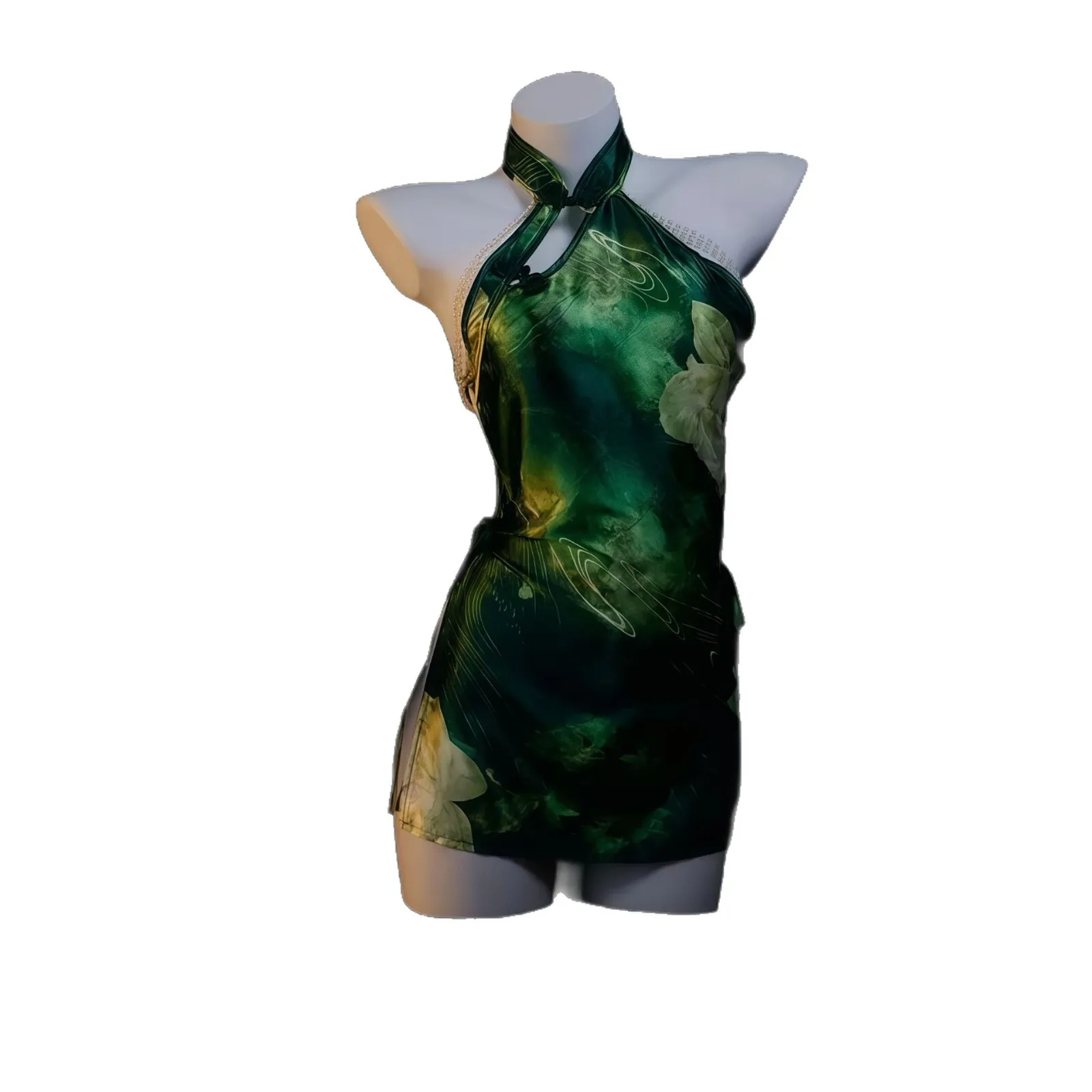 Sensual Sexy Chinese-style Split Pearl Cheongsam Pure Desire Style Printed Dress Hanging Neck Off-the-shoulder Casual Dress KAHV
Sensual Sexy Chinese-style Split Pearl Cheongsam Pure Desire Style Printed Dress Hanging Neck Off-the-shoulder Casual Dress KAHV
