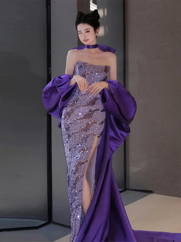 Purple Strapl Evening Gown for Women Wedding Par Host Fi Tail Sequin Dr New Bride ing Wine Evening Dr
Purple Strapl Evening Gown for Women Wedding Par Host Fi Tail Sequin Dr New Bride ing Wine Evening Dr