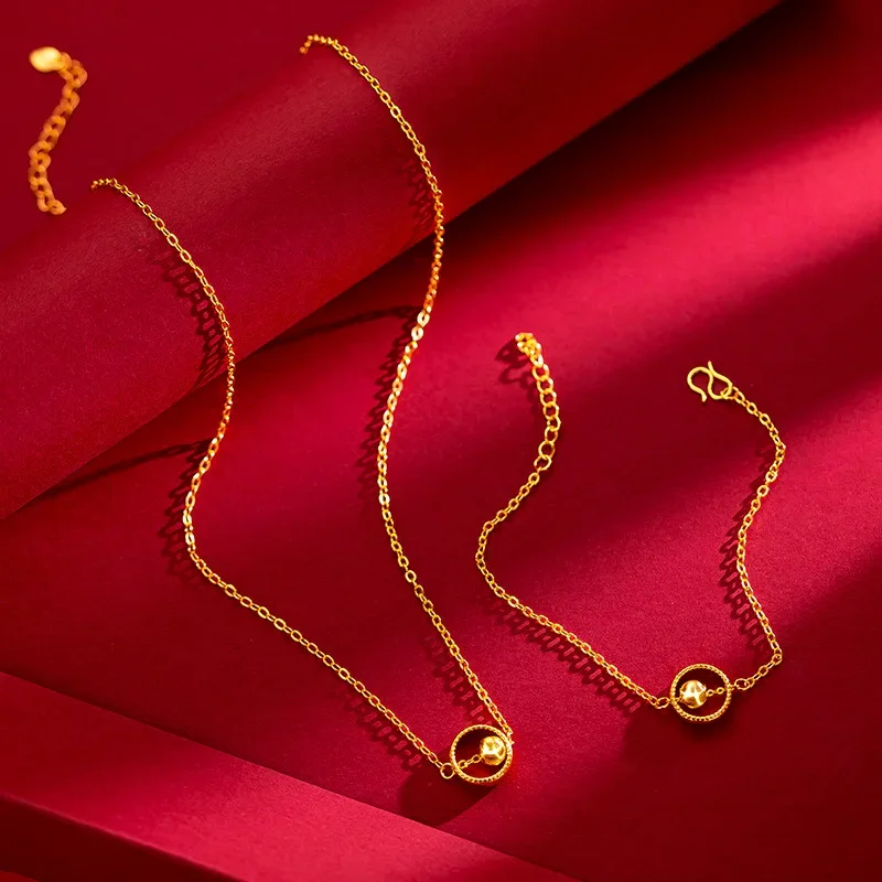 9999 Real Gold 24K Temperament Cat's Eye Gold Bead Clavicle Chain Flower Rotating Bead Bracelet Necklace Two-piece Set Female
9999 Real Gold 24K Temperament Cat's Eye Gold Bead Clavicle Chain Flower Rotating Bead Bracelet Necklace Two-piece Set Female