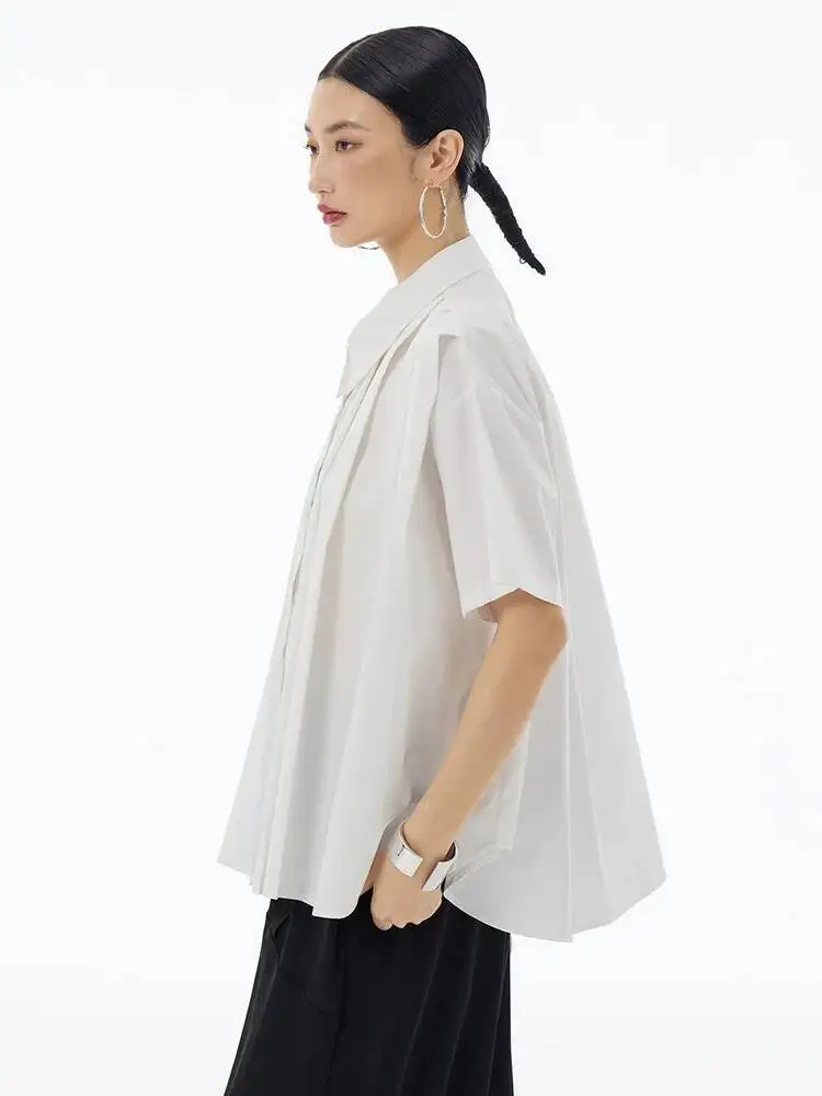 Brief Women Pleated White Elegant Big Size Blouse New Lapel Short Sleeve Shirt Fashion Spring Summer 2026 MW7Q
Brief Women Pleated White Elegant Big Size Blouse New Lapel Short Sleeve Shirt Fashion Spring Summer 2026 MW7Q