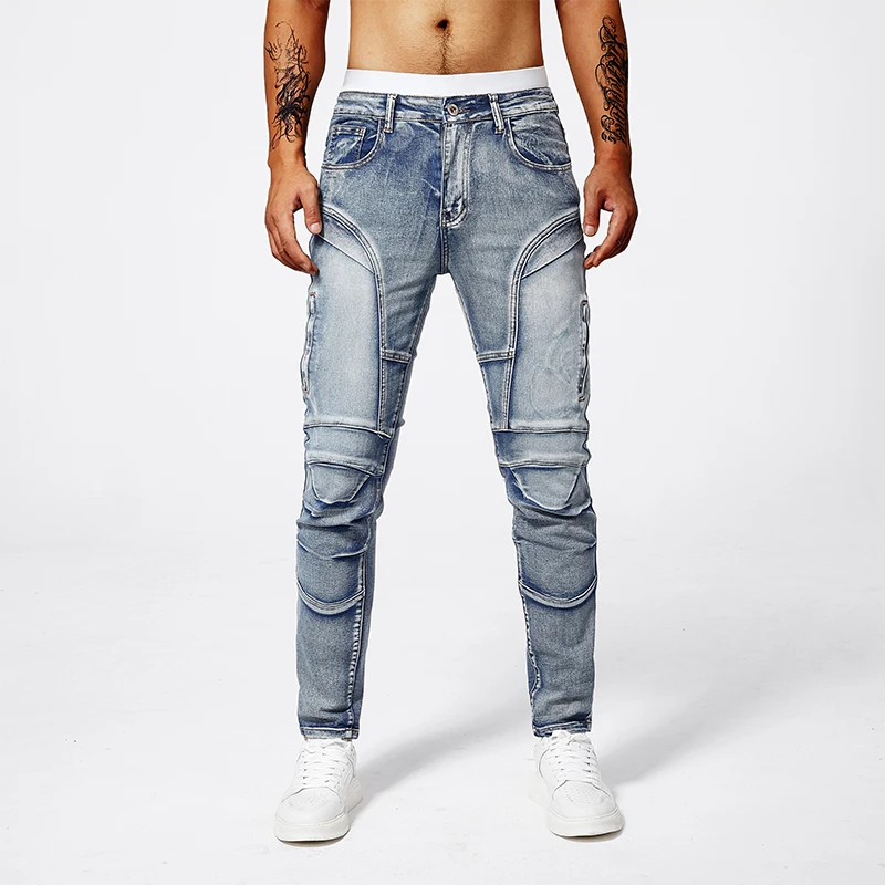 Summer new splicing jeans men's models trend American high street casual hundred elastic Slim small foot casual long pants men
Summer new splicing jeans men's models trend American high street casual hundred elastic Slim small foot casual long pants men