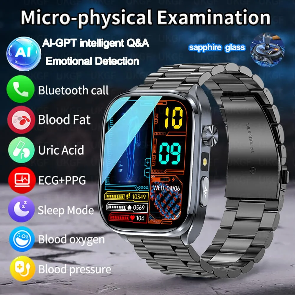 UKGF ECG+PPG AI Accurate Analysis Health Smart Watch Men Blood Pressure Lipids Uric Acid Monitor Bluetooth Call Sport SmartWatch
UKGF ECG+PPG AI Accurate Analysis Health Smart Watch Men Blood Pressure Lipids Uric Acid Monitor Bluetooth Call Sport SmartWatch