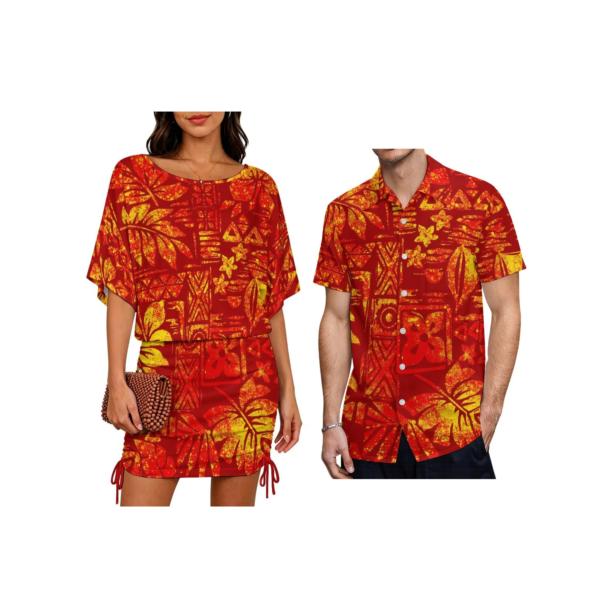 Custom Large Size Match Couple Clothing Samoan batwing pleated Design Ladies Prom Dress and Aloha Men Stiff Neck Shirt
Custom Large Size Match Couple Clothing Samoan batwing pleated Design Ladies Prom Dress and Aloha Men Stiff Neck Shirt