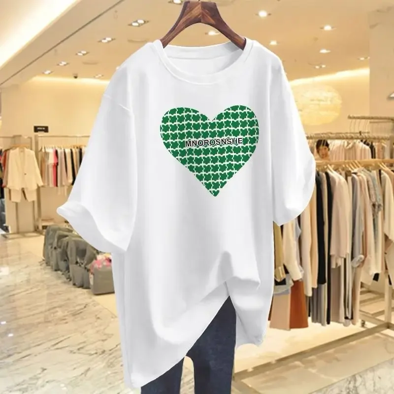Women's Love Printed Cotton Short Sleeved T-shirt Summer Casual O-Neck Basic Tees Lady Loose Pullovers
Women's Love Printed Cotton Short Sleeved T-shirt Summer Casual O-Neck Basic Tees Lady Loose Pullovers