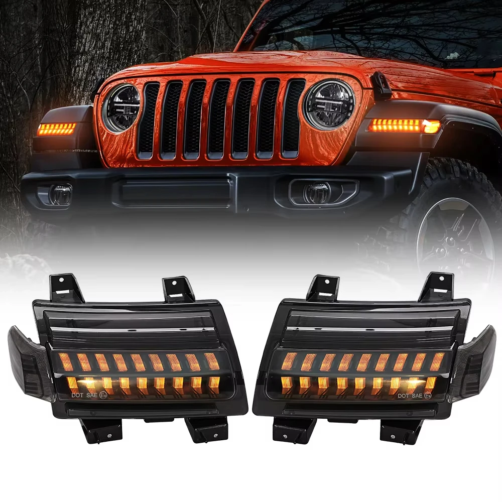 JL LED Fender Light Kit, LED Flashing Turn Signal with DRL + Side Marker Lights for Jeep Wrangler JL Gladiator JT 2018-2025
JL LED Fender Light Kit, LED Flashing Turn Signal with DRL + Side Marker Lights for Jeep Wrangler JL Gladiator JT 2018-2025