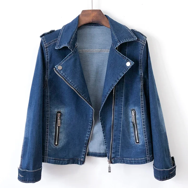 Spring Women Korean Fashion Blue Denim Jackets Elastic Slim Short Cowboy Outerwear Long Sleeve Zipper Jeans Jacket Coat Female
Spring Women Korean Fashion Blue Denim Jackets Elastic Slim Short Cowboy Outerwear Long Sleeve Zipper Jeans Jacket Coat Female