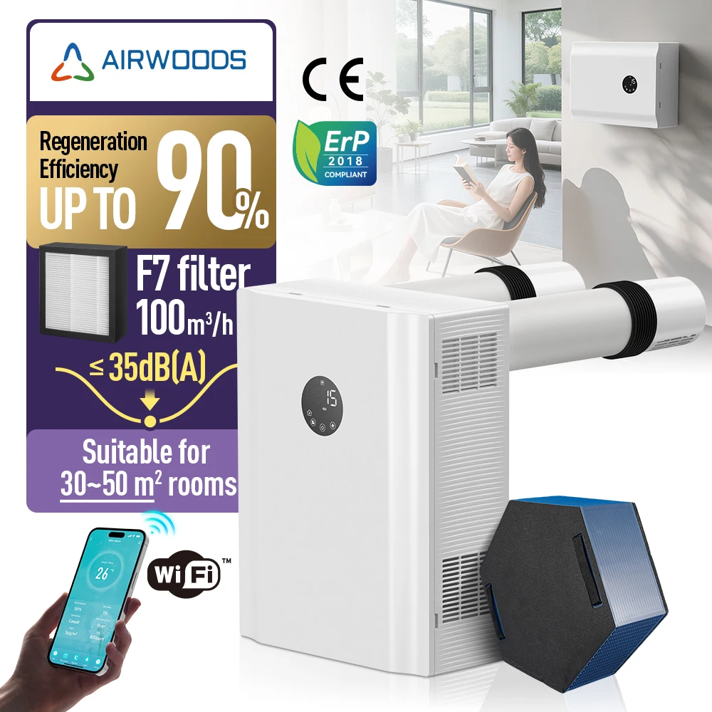 Wall Mounted Heat Recovery Ventilator Humidity Sensor Control Wifi Ductless Recuperator Heat Energy Recovery Ventilation
Wall Mounted Heat Recovery Ventilator Humidity Sensor Control Wifi Ductless Recuperator Heat Energy Recovery Ventilation
