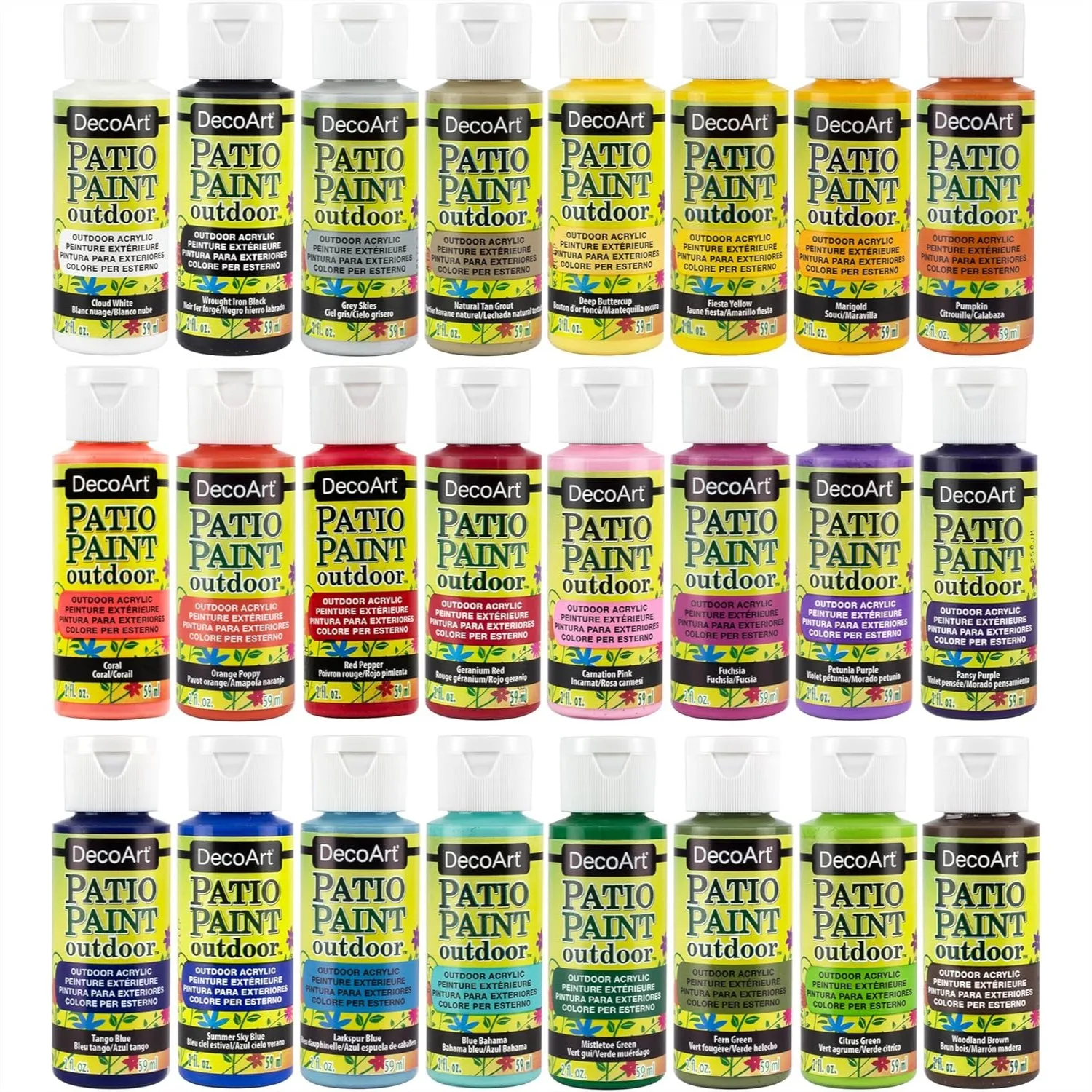 Outdoor Acrylic Paint Set 24 Colors 2oz, Weatherproof Permanent Paint for Wood, Terra Cotta, Concrete, Metal & DIY Crafts
Outdoor Acrylic Paint Set 24 Colors 2oz, Weatherproof Permanent Paint for Wood, Terra Cotta, Concrete, Metal & DIY Crafts
