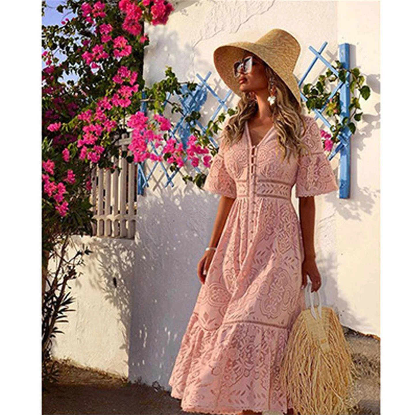 Sexy Lace V-neck Slim Fit Dress New Women's Fashion Ebay Bell Sleeve Three-acetate Fiber Basic Style Citywalk Suitable
Sexy Lace V-neck Slim Fit Dress New Women's Fashion Ebay Bell Sleeve Three-acetate Fiber Basic Style Citywalk Suitable