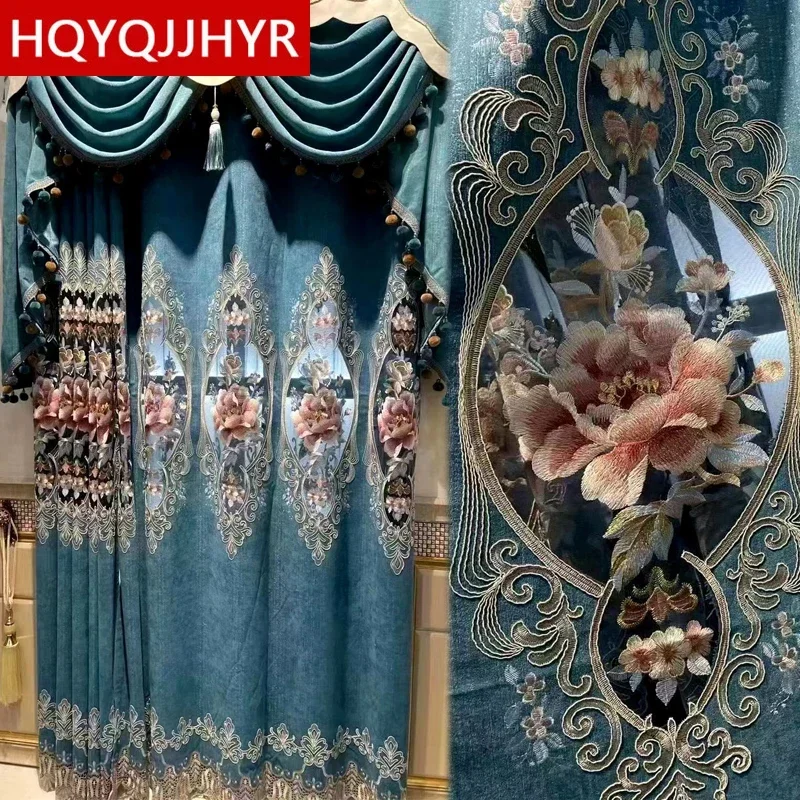European Style High Quality Blue Embroidered Decoration Living Room Bedroom Curtains American Luxury Restaurant Hotel Curtains
European Style High Quality Blue Embroidered Decoration Living Room Bedroom Curtains American Luxury Restaurant Hotel Curtains