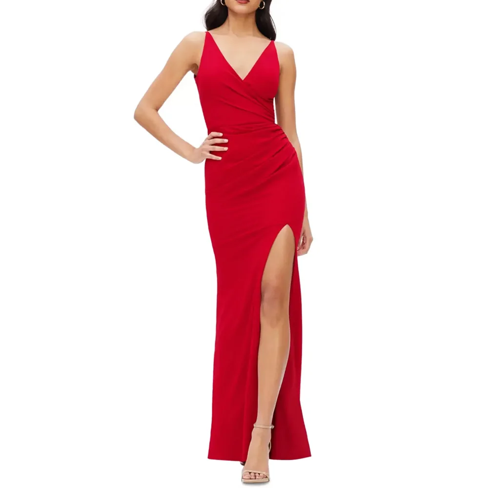 Customized V Neck Spaghetti Strap Ruched High Slit Maxi Dress Women's Formal Evening Prom Party Gown
Customized V Neck Spaghetti Strap Ruched High Slit Maxi Dress Women's Formal Evening Prom Party Gown