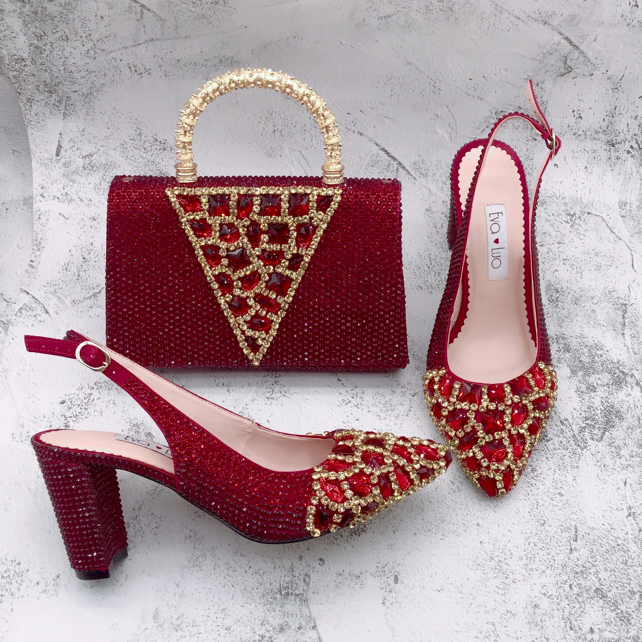 BS1747 Custom Handmade Wine Red Burgundy Rhinestone Crystal Italian Shoes with Matching Bags Set For Birthday Wedding Party
BS1747 Custom Handmade Wine Red Burgundy Rhinestone Crystal Italian Shoes with Matching Bags Set For Birthday Wedding Party