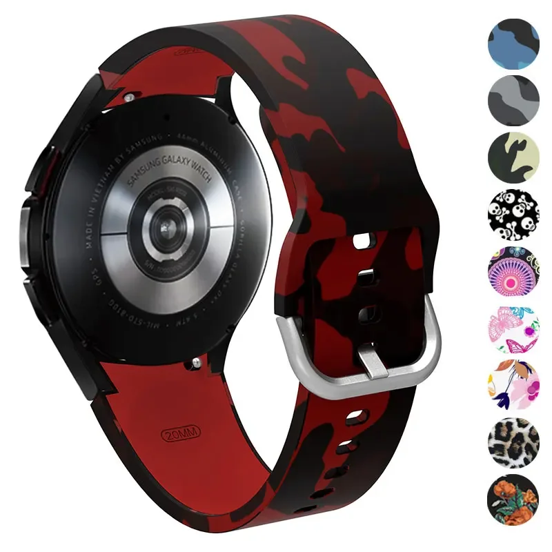Strap For Samsung Watch 4/5/6 40mm 44mm Camouflage Printing Silicone 20mm For Galaxy Watch 5 Pro 45mm Classic 4/6 43 47 46 42mm
Strap For Samsung Watch 4/5/6 40mm 44mm Camouflage Printing Silicone 20mm For Galaxy Watch 5 Pro 45mm Classic 4/6 43 47 46 42mm