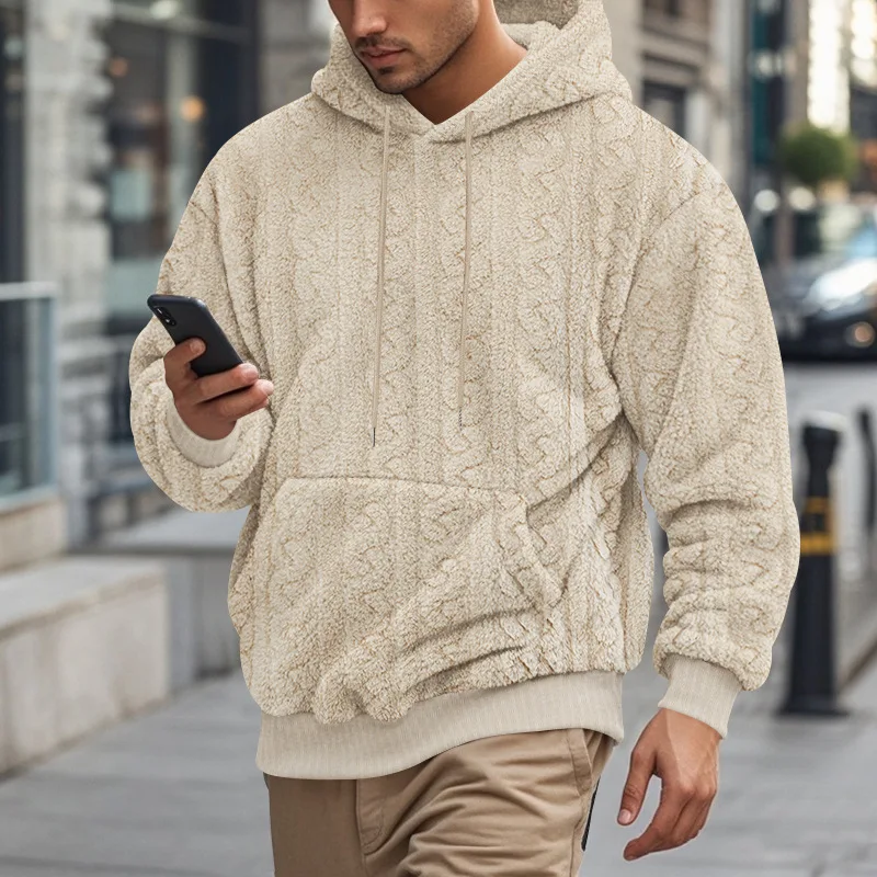 Autumn Winter Men's Plush Hoodies Fashion Twist Jacquard Solid Color Hooded Pullovers Baggy Warm Streetwear Sweatshirts for Man
Autumn Winter Men's Plush Hoodies Fashion Twist Jacquard Solid Color Hooded Pullovers Baggy Warm Streetwear Sweatshirts for Man