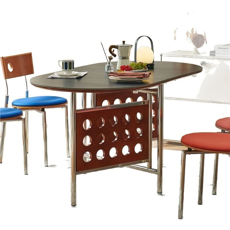 Foldable retro rock slab dining table, dining table and chair combination, round antique style
Foldable retro rock slab dining table, dining table and chair combination, round antique style