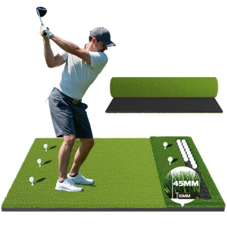 Golf Mat - 5x4ft Golf Hitting Mat for Simulators, Backyard, Garage, Indoor & Outdoor Use, Features Dual-Turf Mats with Ball Tray for Chipping and Swing Training
Golf Mat - 5x4ft Golf Hitting Mat for Simulators, Backyard, Garage, Indoor & Outdoor Use, Features Dual-Turf Mats with Ball Tray for Chipping and Swing Training