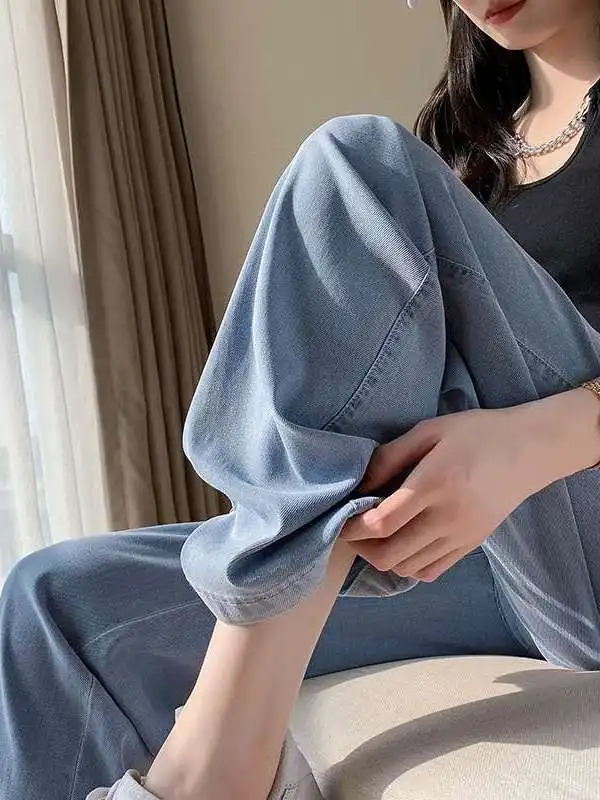 High Waist Casual Wideleg Pants Women's Summer Loose Fit Cleanfit Sle Blue PU Fabric Mid-aged plus Size Medium Elastici
High Waist Casual Wideleg Pants Women's Summer Loose Fit Cleanfit Sle Blue PU Fabric Mid-aged plus Size Medium Elastici