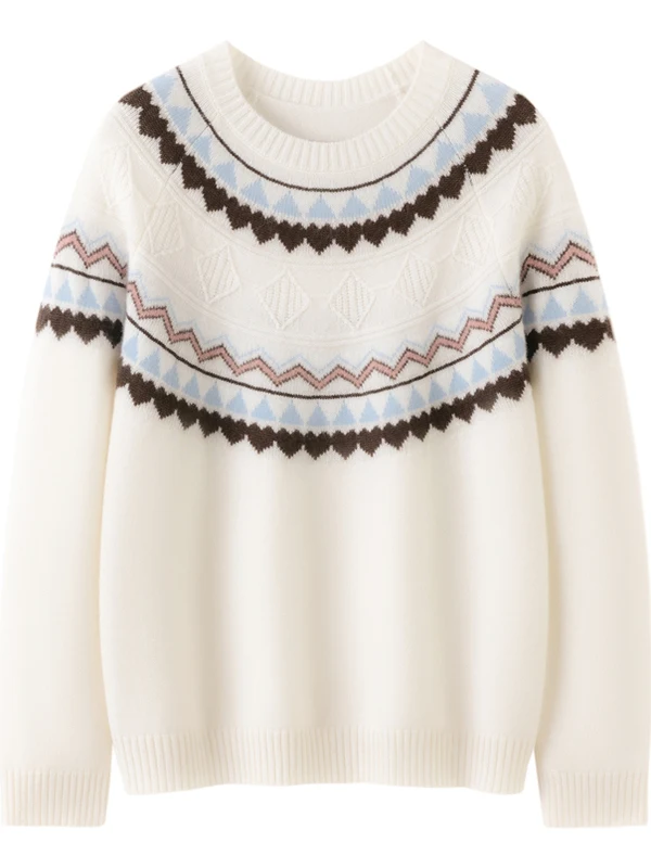 Nordic Fair Isle Knitted Thiened Baby Camere Women's round Ne Loose Color Blo Winter Sweater Soft Long Sve Knitwear
Nordic Fair Isle Knitted Thiened Baby Camere Women's round Ne Loose Color Blo Winter Sweater Soft Long Sve Knitwear